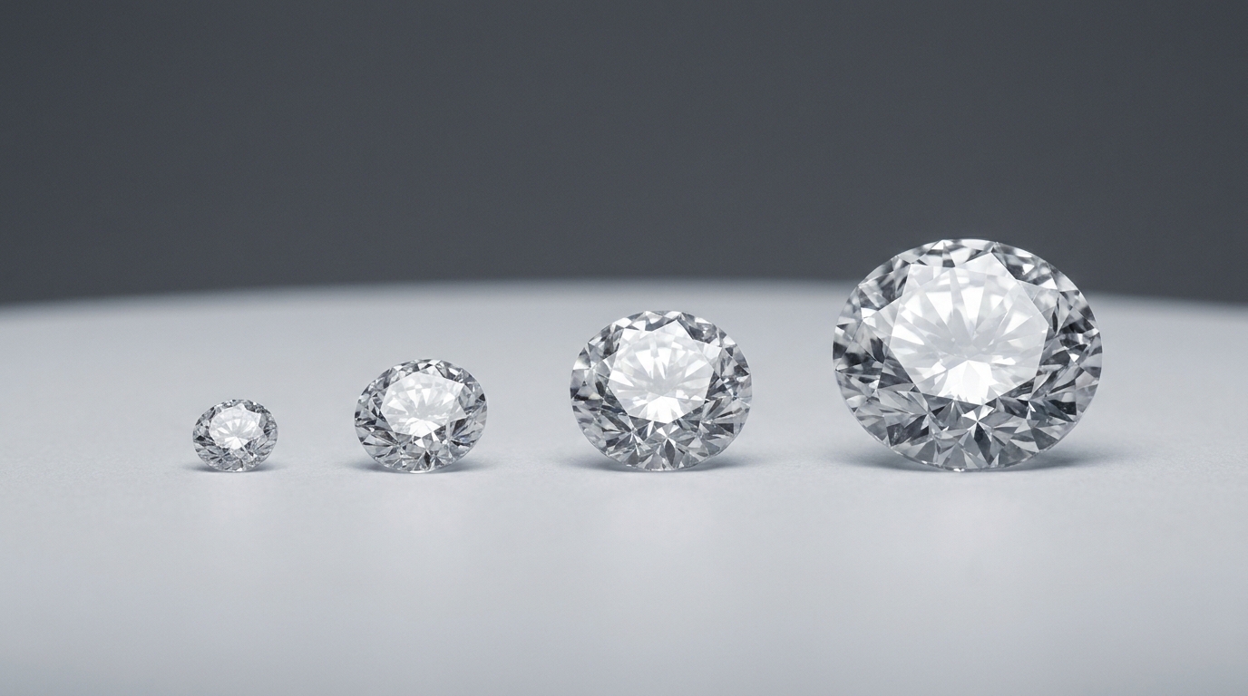 Four diamonds increasing in size from small to large